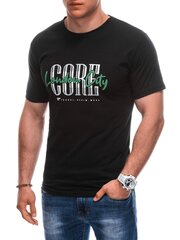 футболка с принтом s1924 - черная 125129-7 цена и информация | Мужские футболки | 220.lv