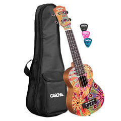 Soprāna ukulele Cascha Art Flowers HH 2603 cena un informācija | Ģitāras | 220.lv