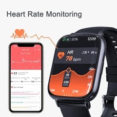 Умные часы с термометром/сердечным ритмом/монитором сна/давлением крови/кислородом крови/педометром, водонепроницаемые, черный цена и информация | Смарт-часы (smartwatch) | 220.lv