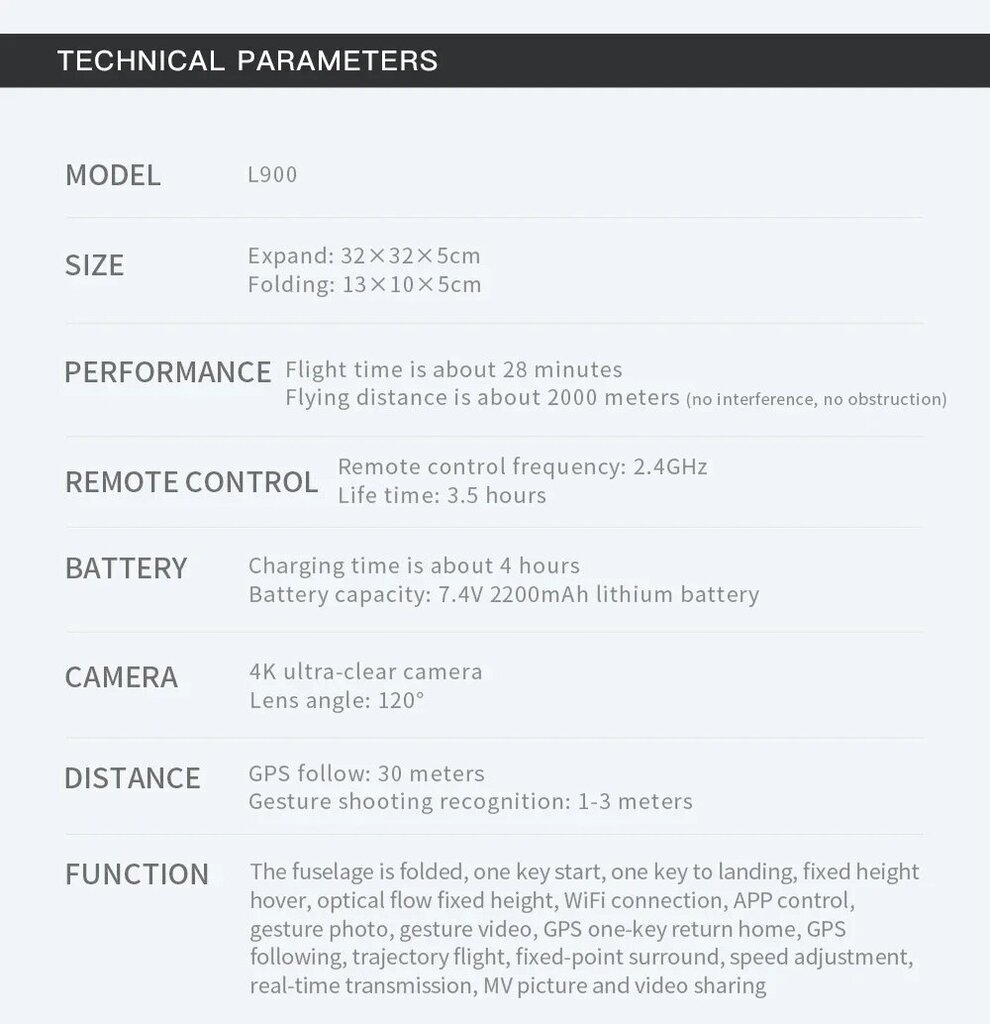 L900 Pro GPS цена и информация | Droni | 220.lv
