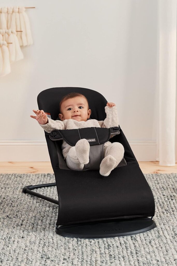 Šūpuļkrēsliņš BabyBjörn Balance Soft Woven, black/grey cena un informācija | Bērnu šūpuļkrēsliņi | 220.lv