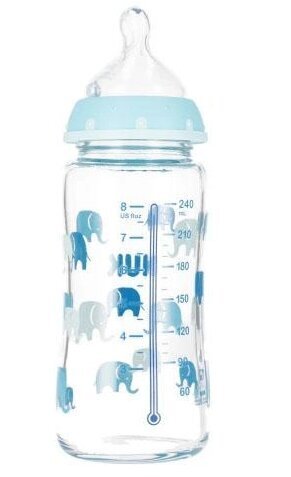 Stikla pudelīte Nuk First Choice+ 0-6 mēn, 240 ml, zila цена и информация | Bērnu pudelītes un to aksesuāri | 220.lv