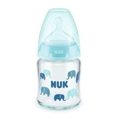 Стеклянная бутылочка Nuk First Choice+ 0-6 месяцев, 120 мл, синего цвета цена и информация | Бутылочки и аксессуары | 220.lv