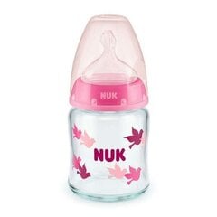 Стеклянная бутылочка Nuk First Choice+ 0-6 месяцев, 120 мл, розового цвета цена и информация | Бутылочки и аксессуары | 220.lv