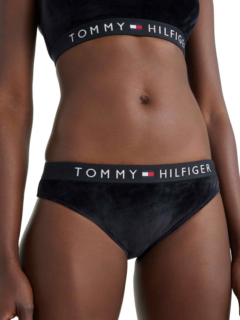 Biksītes TOMMY HILFIGER Bikini Velour Black UW0UW03982BDS цена и информация | Sieviešu biksītes | 220.lv