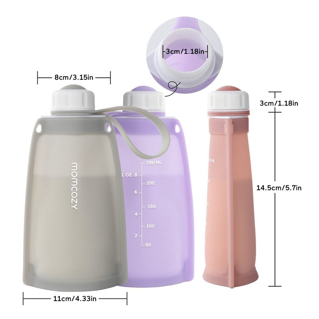 Atkārtoti lietojami silikona maisiņi mātes piena uzglabāšanai Momcozy, 2 gab. цена и информация | Krūts piena pumpji | 220.lv