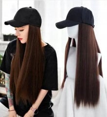 Длинный коричневый парик 80 см, прямой, с черной шапочкой цена и информация | Аксессуары для волос | 220.lv