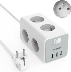 Удлинитель TESSAN с 6 розетками и 3 USB-разъемами цена и информация | Адаптеры и USB разветвители | 220.lv