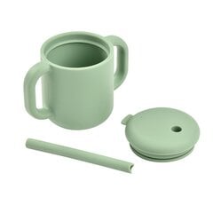 Силиконовая чашка с трубочкой Beaba, зеленый шалфей цена и информация | Детская посуда, контейнеры для молока и еды | 220.lv