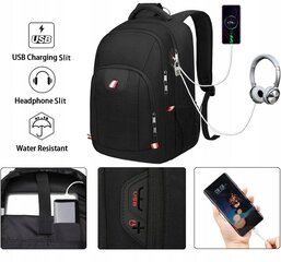 Рюкзак для ноутбука 15,6 дюймов большой противоугонный с USB черный цена и информация | Рюкзаки, сумки, чехлы для компьютеров | 220.lv