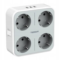Удлинитель TESSAN с 4 розетками и 3 USB-разъемами цена и информация | Адаптеры и USB разветвители | 220.lv