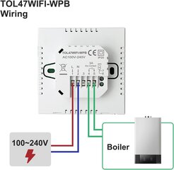 Beok Tuya vieds sienas termostats Wi-FiAlexa, Google TOL47WIFI-WPB cena un informācija | Siltās grīdas | 220.lv