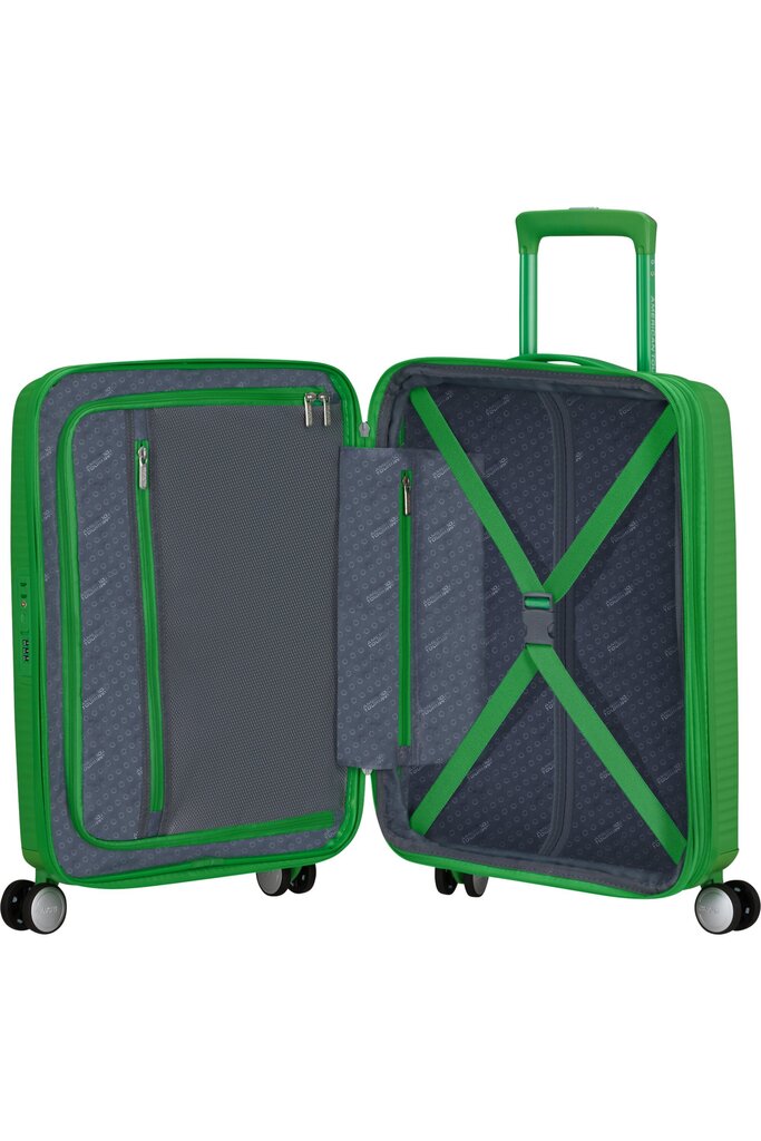 American Tourister rokas bagāža Soundbox Spinner 55 cm, Zaļš cena un informācija | Koferi, ceļojumu somas | 220.lv