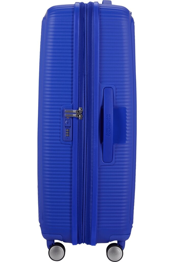 American Tourister vidējā lieluma ceļojumu koferis Soundbox Spinner Expandable 67 cm, Zils cena un informācija | Koferi, ceļojumu somas | 220.lv