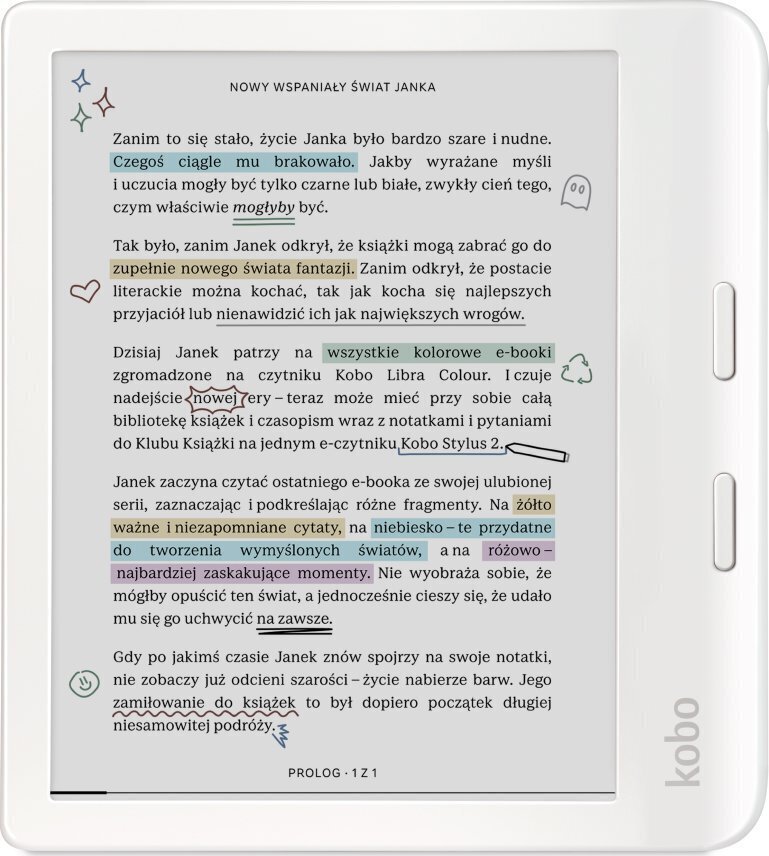 Rakuten Kobo Libra Colour White (N428-KU-WH-K-CK) цена и информация | E-grāmatu lasītāji | 220.lv
