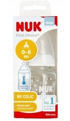Стеклянная бутылочка Nuk First Choice+ 0-6 месяцев, 120 мл, белая цена и информация | Бутылочки и аксессуары | 220.lv
