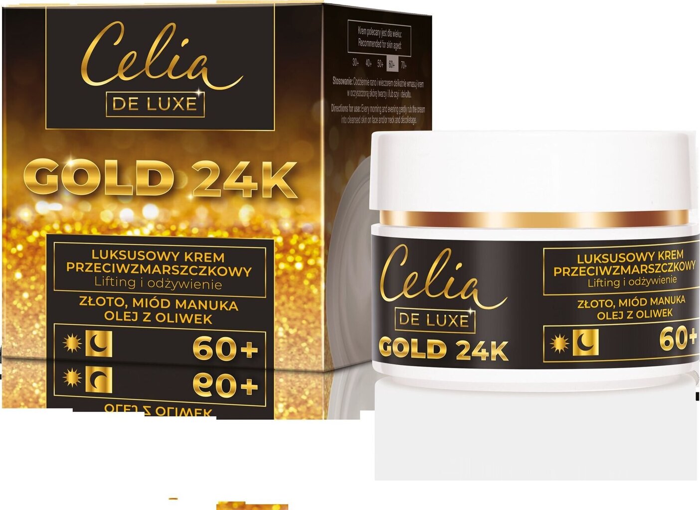 Nakts sejas krēms pret grumbām Celia Gold 24k Luxurious anti wrinkle cream 60+, 50 ml цена и информация | Sejas krēmi | 220.lv
