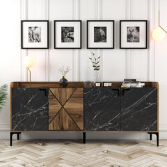 Konsolė Venedik - Walnut, Black Marble цена и информация | Столы-консоли | 220.lv