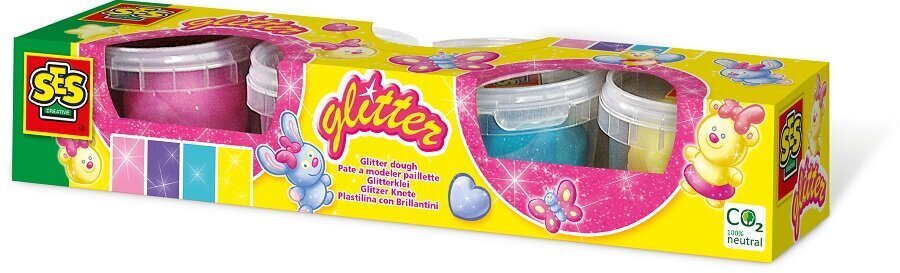 Rotaļu mīklas komplekts SES Creative Glitter Dough 00466 04668 cena un informācija | Attīstošās rotaļlietas | 220.lv