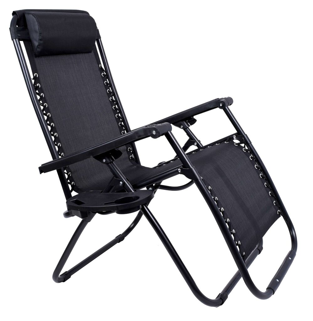 Dārza atpūtas krēsls, melns cena un informācija | Sauļošanās krēsli | 220.lv