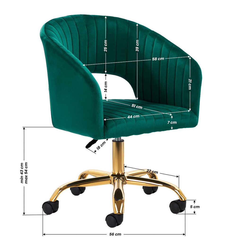 krēsls - qs-of212g , zaļš цена и информация | Mēbeles skaistumkopšanas saloniem | 220.lv