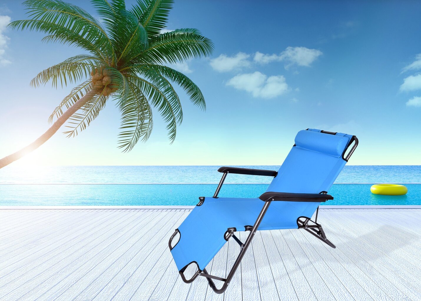 Leon sauļošanās krēsls, zils цена и информация | Sauļošanās krēsli | 220.lv