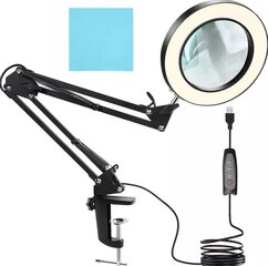 Melna LED lampa ar palielināmo stiklu cena un informācija | Galda lampas | 220.lv
