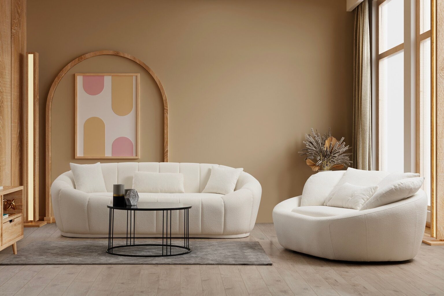 Trīsvietīgs dīvāns Asir Midye 3, smilškrāsa cena un informācija | Dīvāni | 220.lv