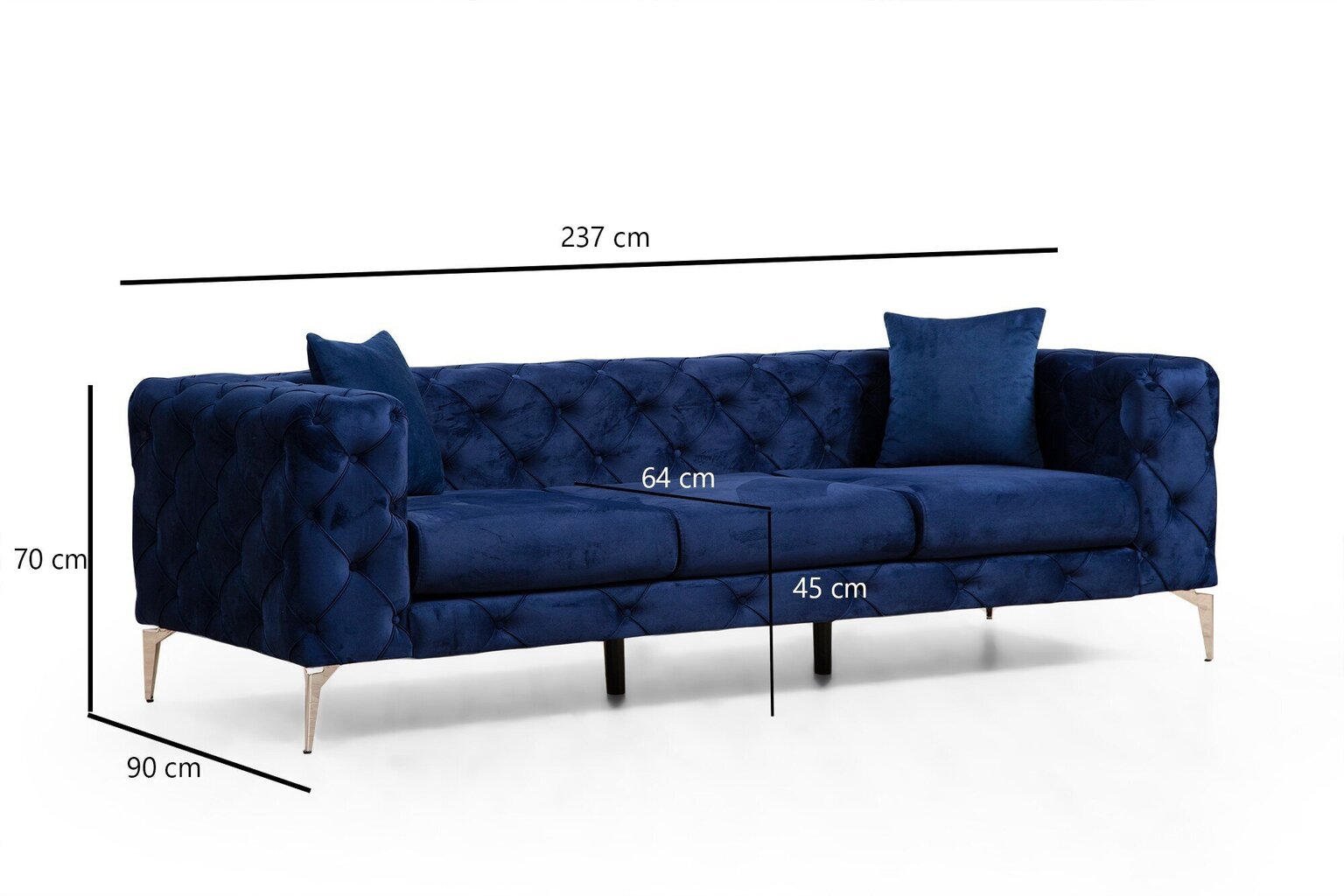 Trīsvietīgs dīvāns Atelier Del Sofa Como, zils cena un informācija | Dīvāni | 220.lv