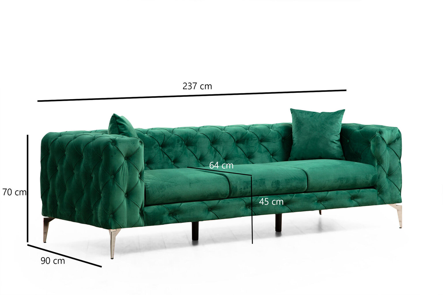 Trīsvietīgs dīvāns Atelier Del Sofa Como, zaļš cena un informācija | Dīvāni | 220.lv
