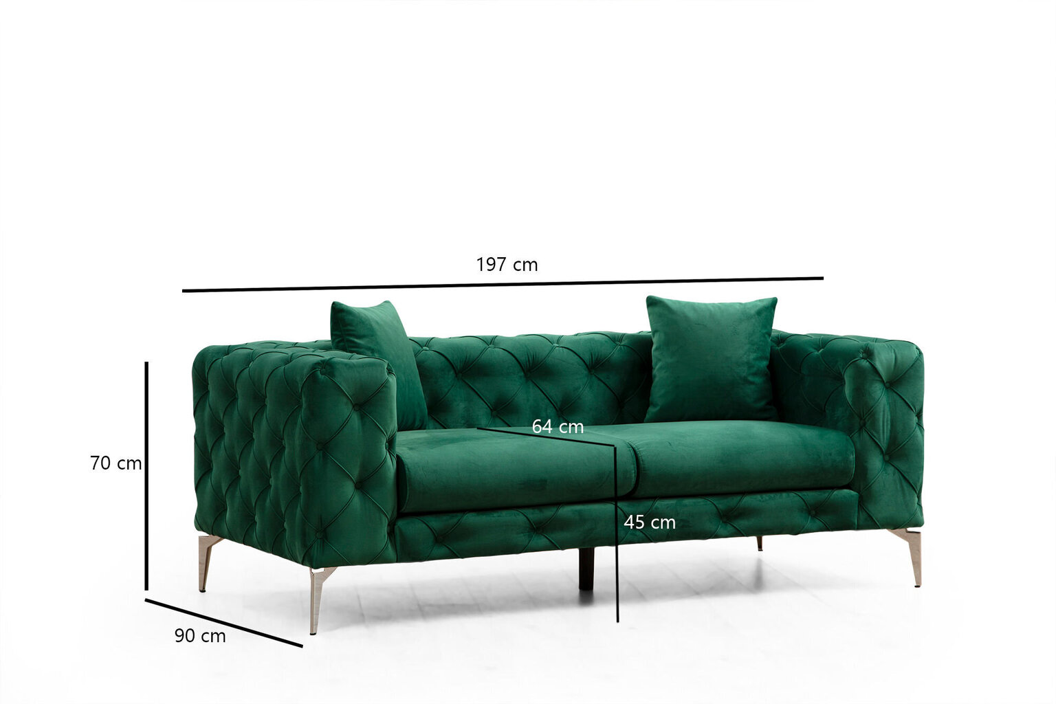 Divvietīgs dīvāns Atelier Del Sofa Como, zaļš цена и информация | Dīvāni | 220.lv