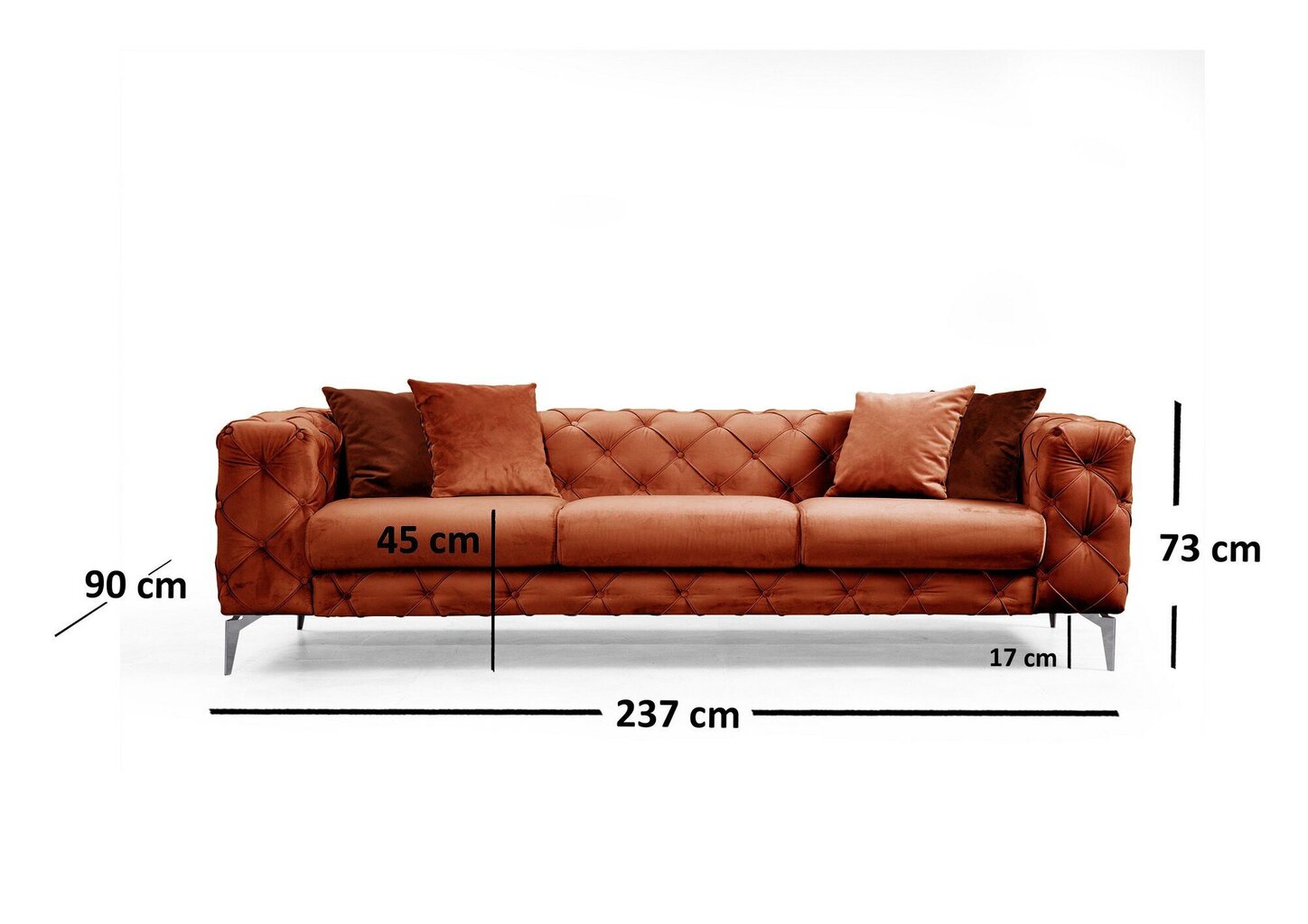 Trīsvietīgs dīvāns Atelier Del Sofa Como, oranžs cena un informācija | Dīvāni | 220.lv