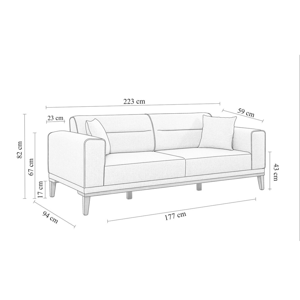 Dīvāns-gulta Asir Lionesi, smilškrāsā цена и информация | Dīvāni | 220.lv