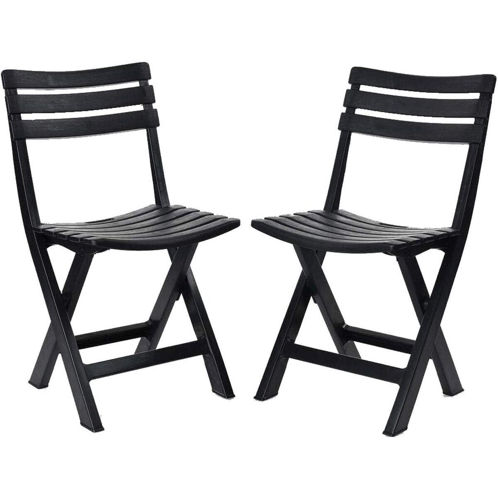 Krēslu komplekts, melns, 4gab. cena un informācija | Dārza krēsli | 220.lv