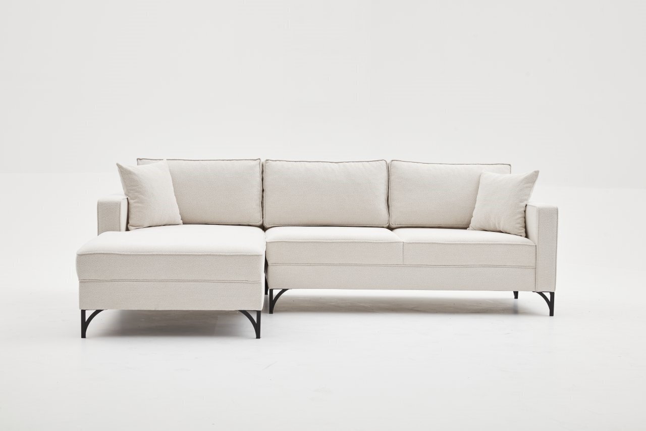 Stūra dīvāns Asir Berlin kreisais, smilškrāsas/melnas krāsas цена и информация | Stūra dīvāni | 220.lv