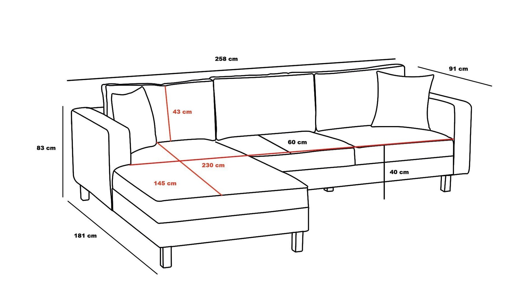 Stūra dīvāns Asir Berlin kreisais, smilškrāsas/melnas krāsas цена и информация | Stūra dīvāni | 220.lv