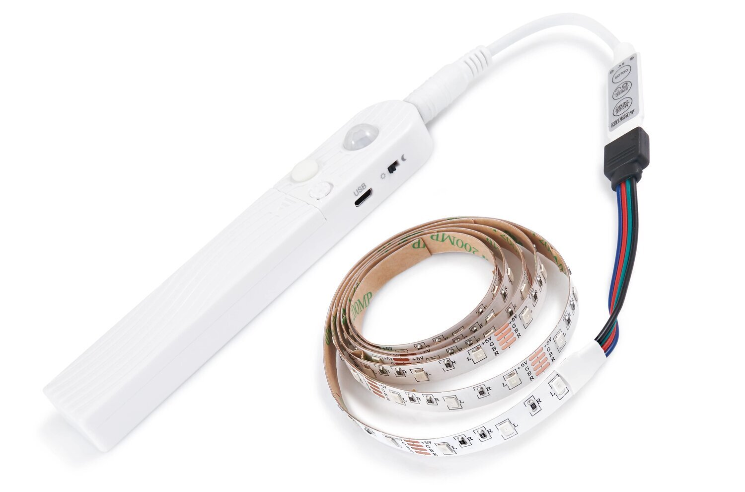 LED lentes komplekts 5V 1m - RGB + draiveris cena un informācija | LED lentes | 220.lv