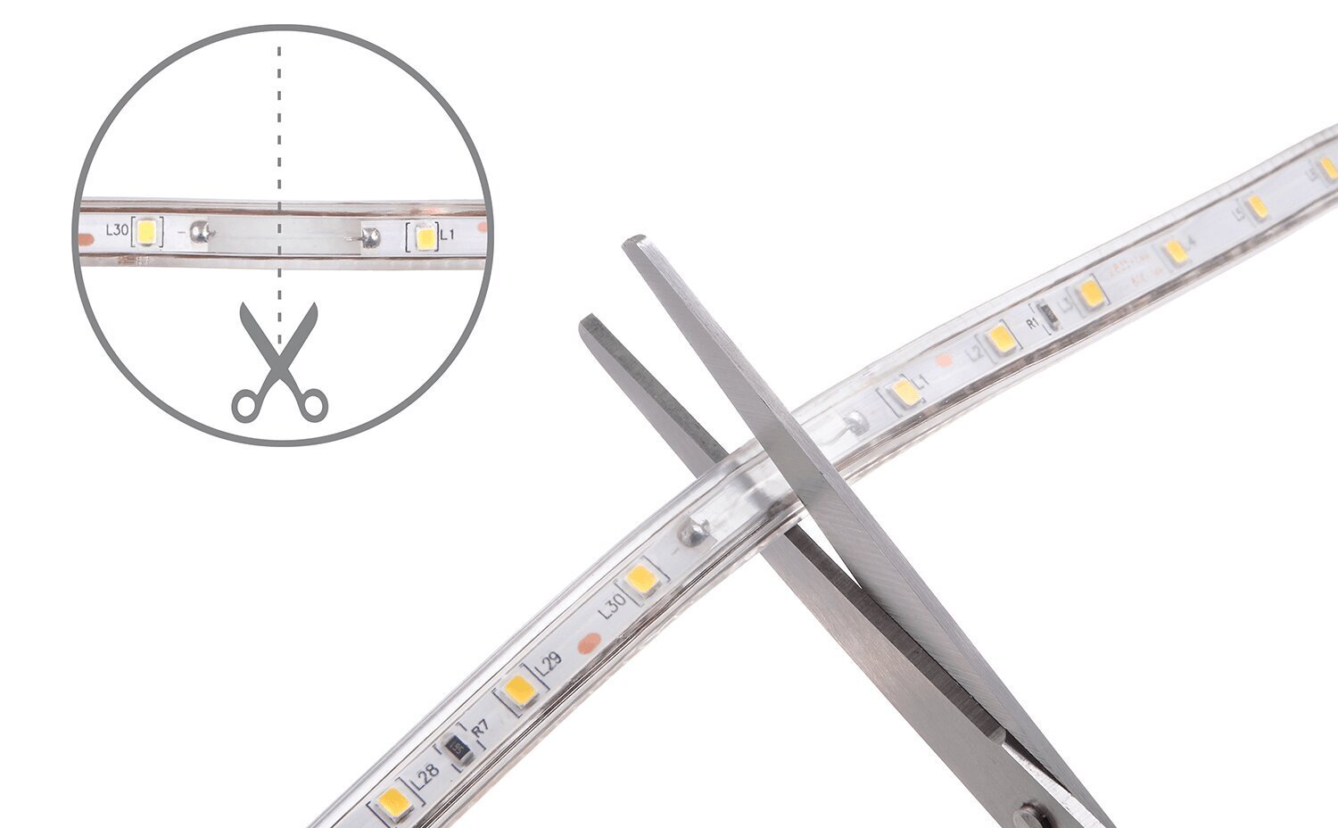 LED lente 230V | 2835 | 60LED | 1m | IP68 | 5W cena un informācija | LED lentes | 220.lv