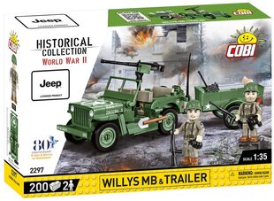 Konstruktors Cobi HC WWII Willys MB un piekabe 2297, 200 d. cena un informācija | Konstruktori | 220.lv