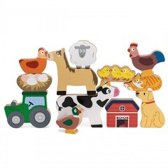 Balansēšanas figūru komplekts, lauksaimniecības dzīvnieki, VIGA cena un informācija | Rotaļlietas zīdaiņiem | 220.lv