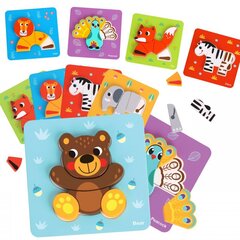 Koka Montessori puzle, dzīvnieki, WOOPIE cena un informācija | Attīstošās rotaļlietas | 220.lv