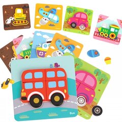Koka Montessori puzle, transportlīdzekļi, WOOPIE cena un informācija | Attīstošās rotaļlietas | 220.lv