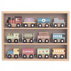 Деревянный поезд и набор вагонов в коробке, Tooky Toy цена и информация | Игрушки для мальчиков | 220.lv