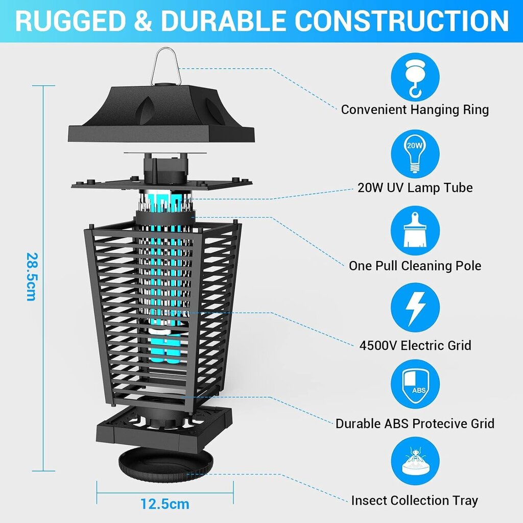 GuKKK Elektriskā kukaiņu lampa, 20 W цена и информация | Aizsardzībai pret kukaiņiem | 220.lv