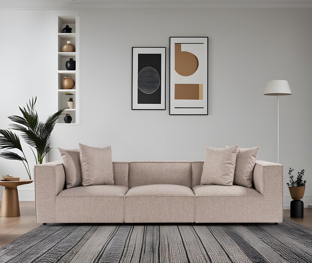Dīvāns Asir Sora 3, smilškrāsā цена и информация | Dīvāni | 220.lv