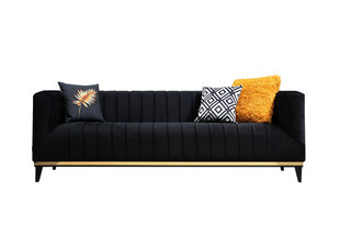 Trīsvietīgs dīvāns Atelier Del Sofa Bellino, melns cena un informācija | Dīvāni | 220.lv
