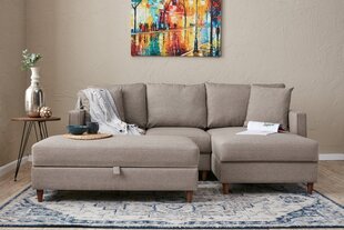 Stūra dīvāns Asir Eva Right, smilškrāsas cena un informācija | Stūra dīvāni | 220.lv