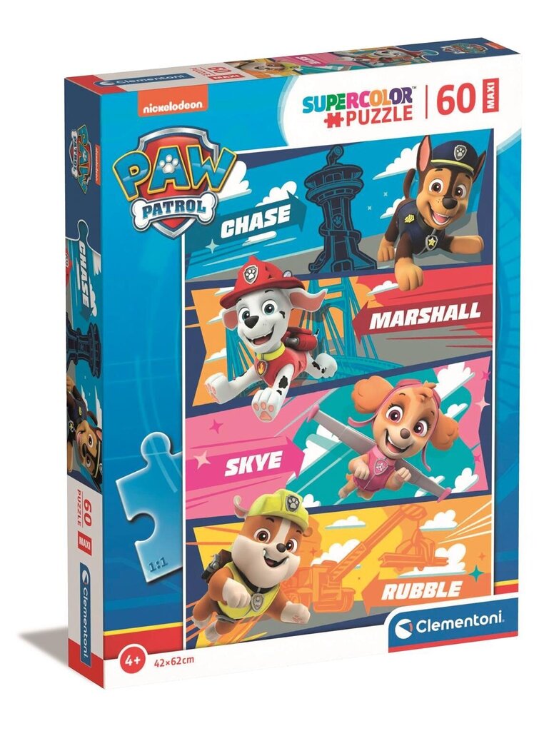 Puzle SuperKolor Paw Patrol Clementoni 26592, 60 d. цена и информация | Puzles, 3D puzles | 220.lv