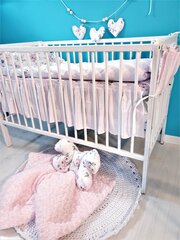 Bērnu gultas komplekts 4in1- rozā ābolu zieds cena un informācija | Bērnu gultas veļa | 220.lv