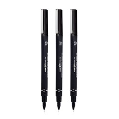 Маркер Uni-Ball Mitsubishi Pencil PIN 02-200(S), 12 шт., черный цена и информация | Канцелярия | 220.lv